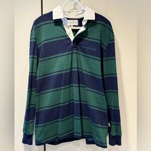 Men's Green and Blue Long Sleeve Shirt